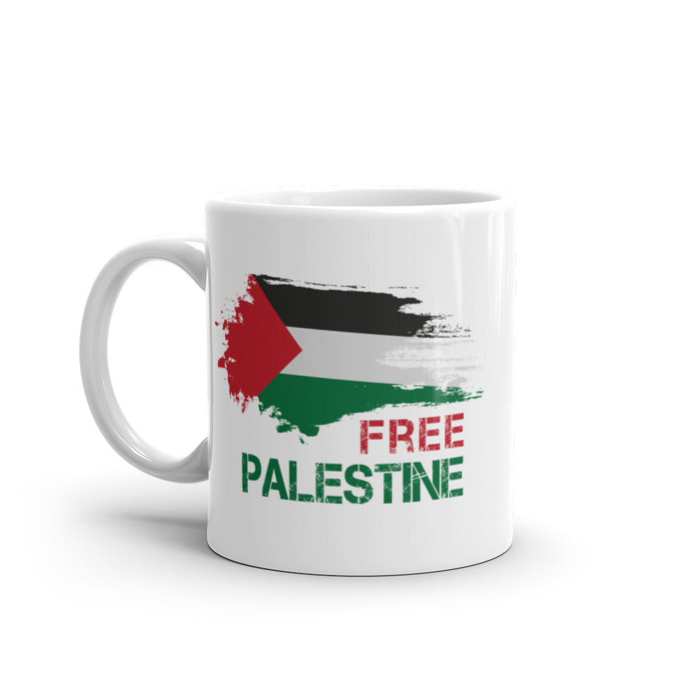 Free Palestine White Arabic Mug