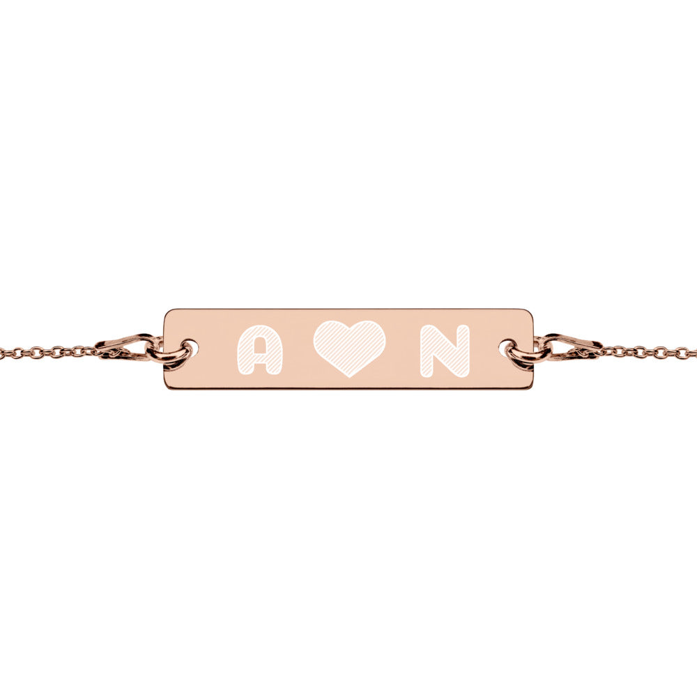 Love Engraved Silver Bar Chain Bracelet