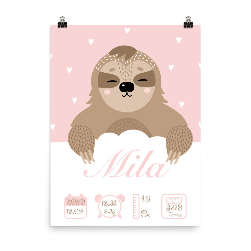 Koala Personalized Birth Announcement Poster