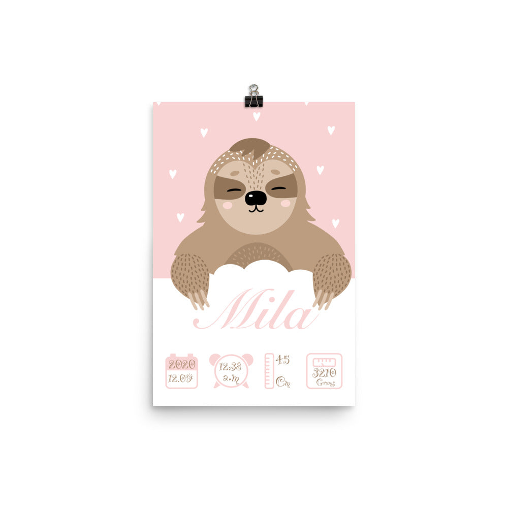 Koala Personalized Birth Announcement Poster