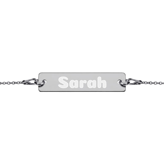 Your Name Engraved Silver Bar Chain Bracelet