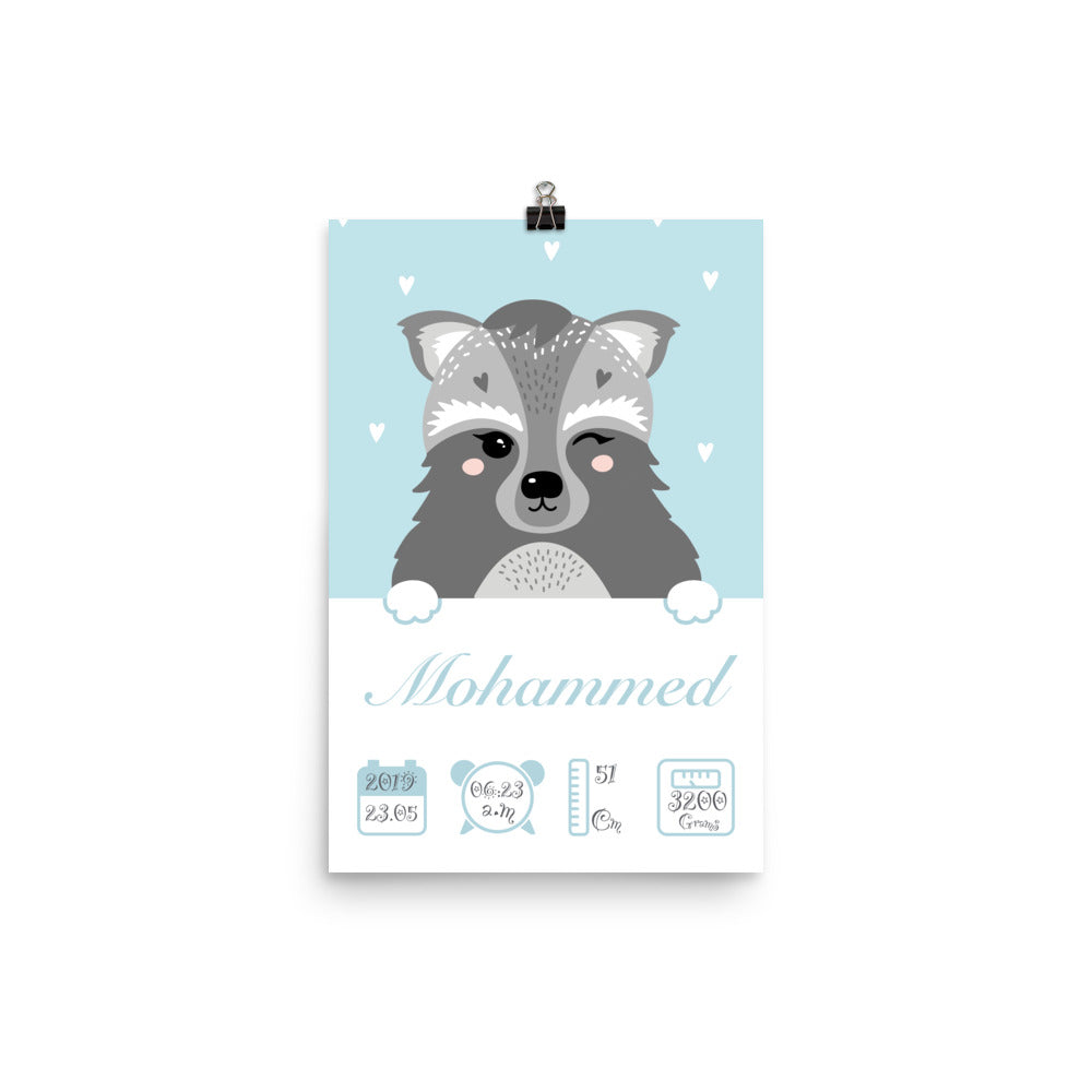 Wolf Personalized Birth Announcement Poster