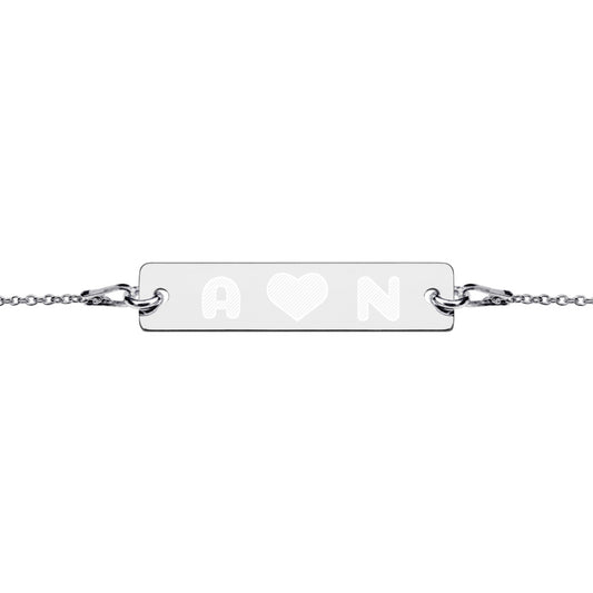 Love Engraved Silver Bar Chain Bracelet