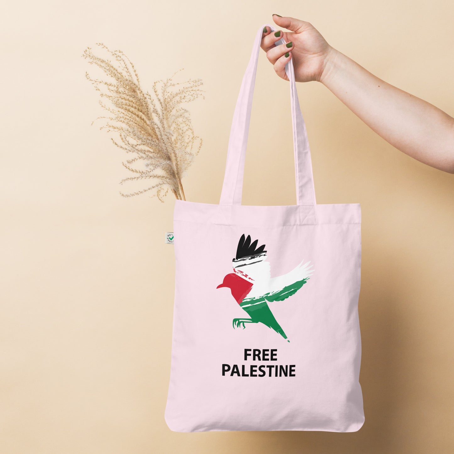 Bird Free Palestine Organic arabic tote bag