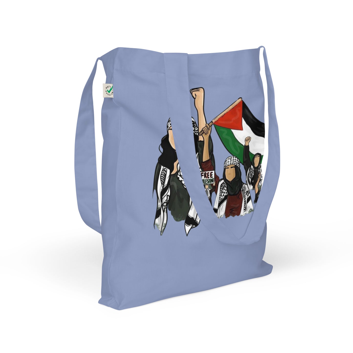 Palestinian girls organic arabic tote bag