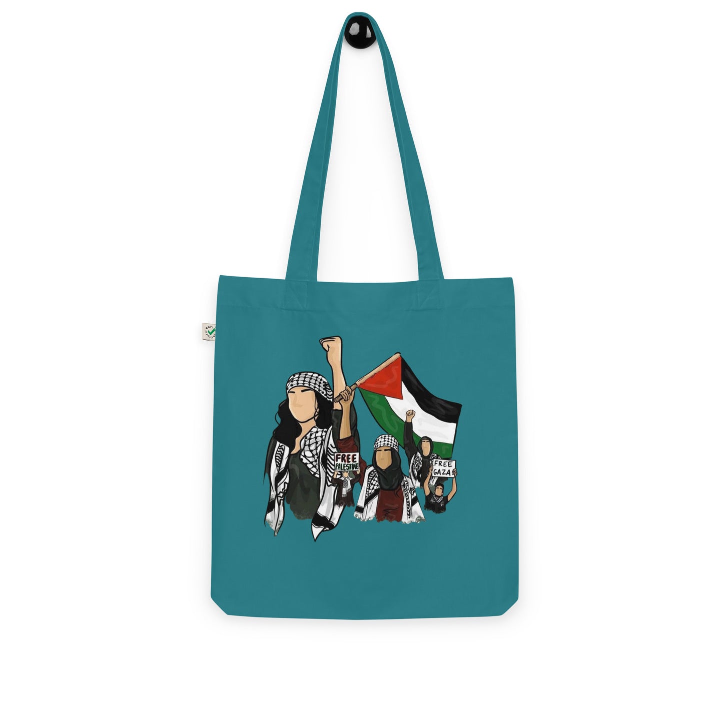 Palestinian girls organic arabic tote bag