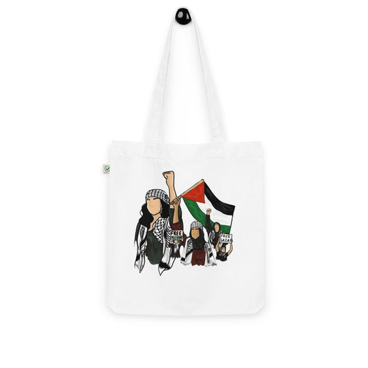 Palestinian girls organic arabic tote bag