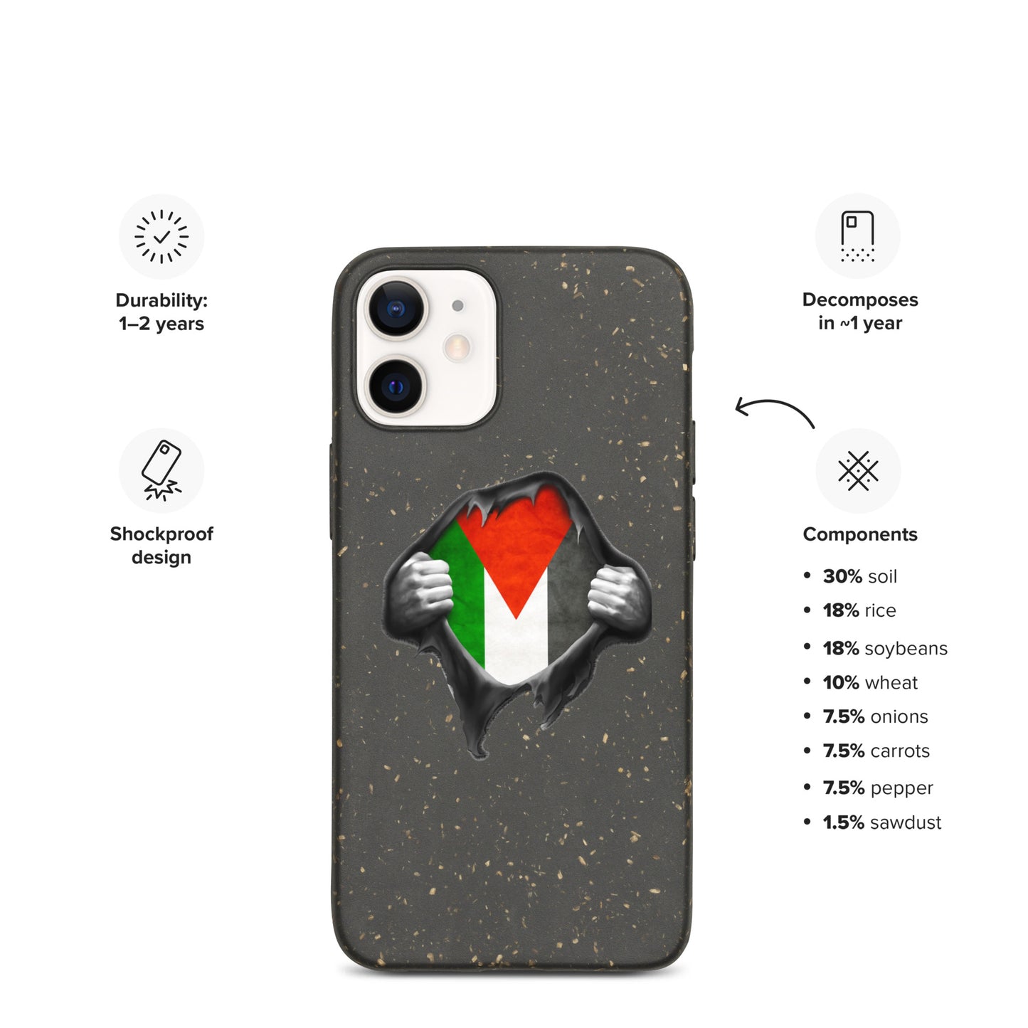 Palestinian Heart Speckled iPhone case