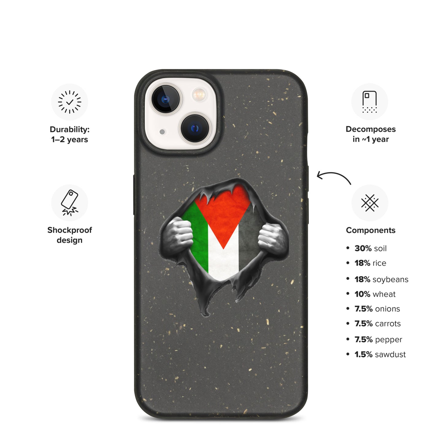 Palestinian Heart Speckled iPhone case