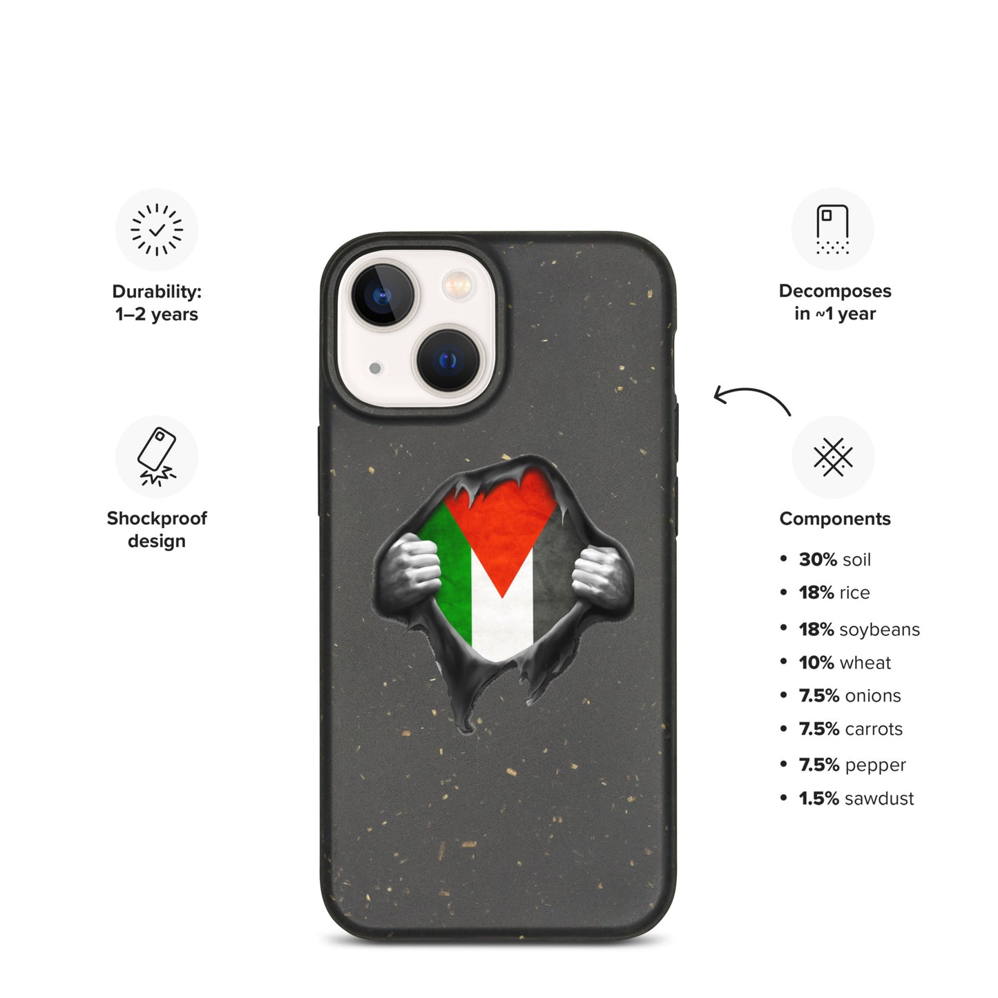 Palestinian Heart Speckled iPhone case