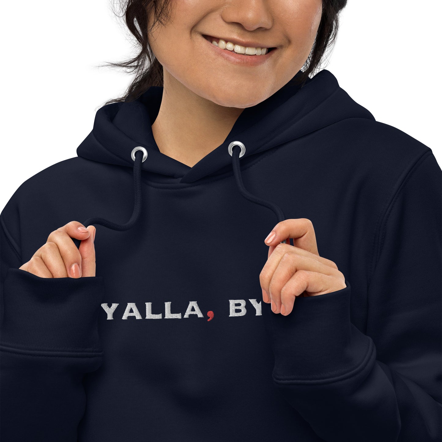 Embroidered Yalla Bye Unisex essential eco hoodie