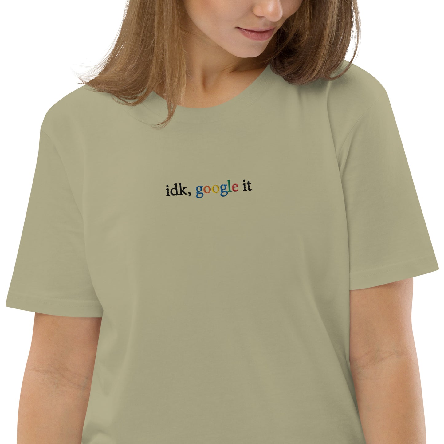 Embroidered idk, google it unisex organic cotton t-shirt