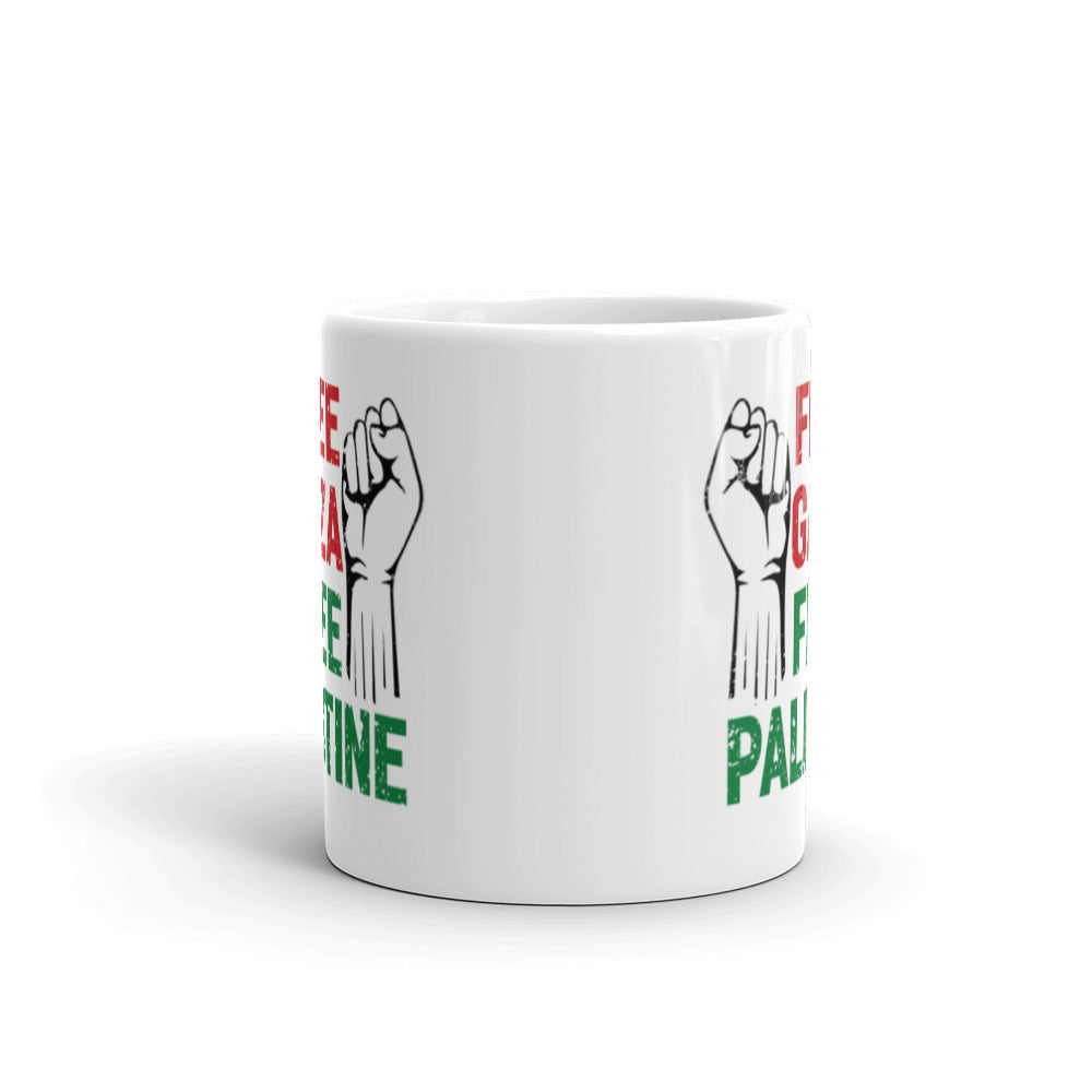 Free Palestine Free Gaza White Arabic Mug