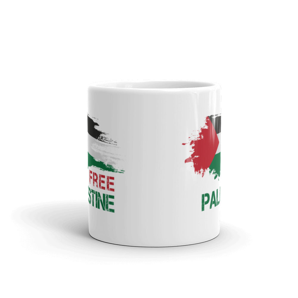 Free Palestine White Arabic Mug