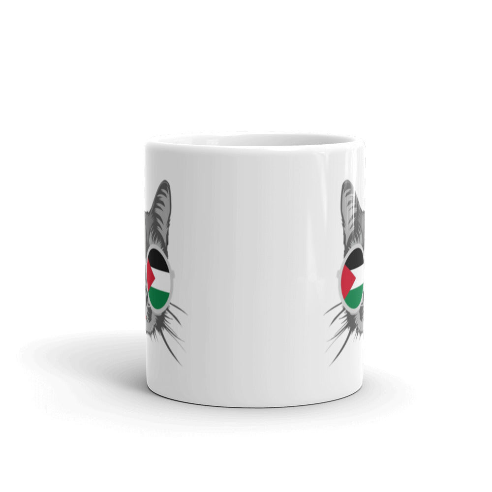 Palestine Cat White Arabic mug