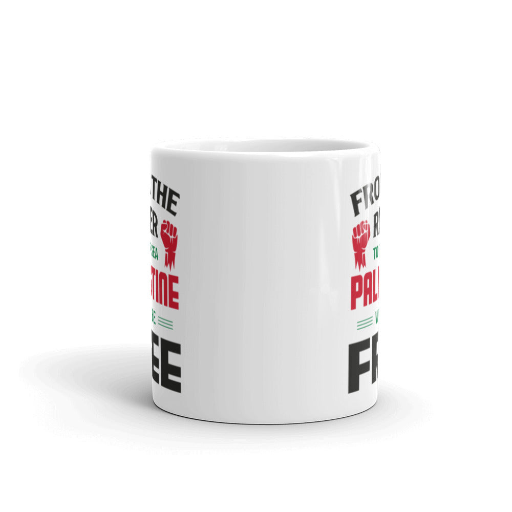 Palestine Will Be Free White Arabic mug