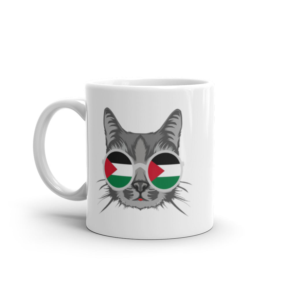 Palestine Cat White Arabic mug