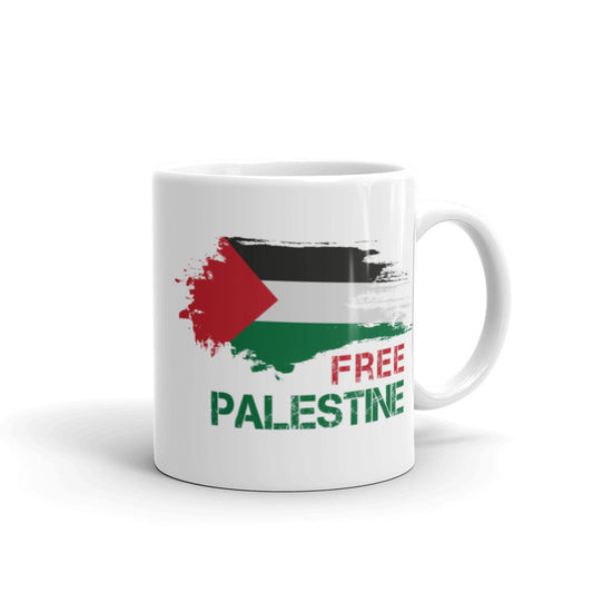 Free Palestine White Arabic Mug