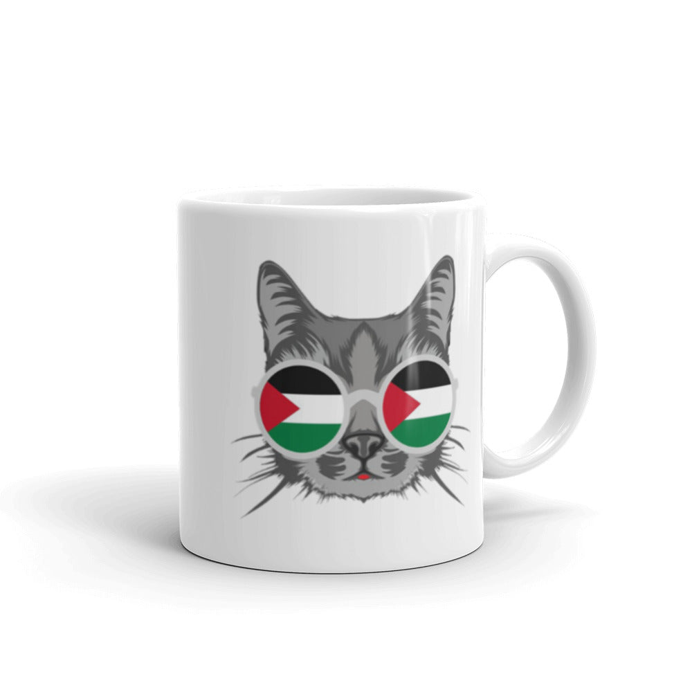 Palestine Cat White Arabic mug