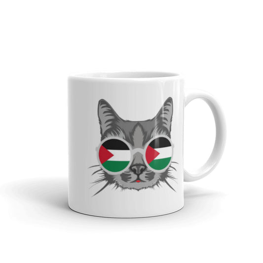 Palestine Cat White Arabic mug