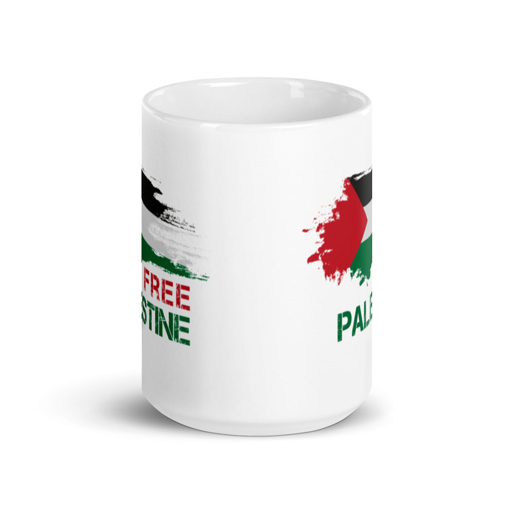 Free Palestine White Arabic Mug