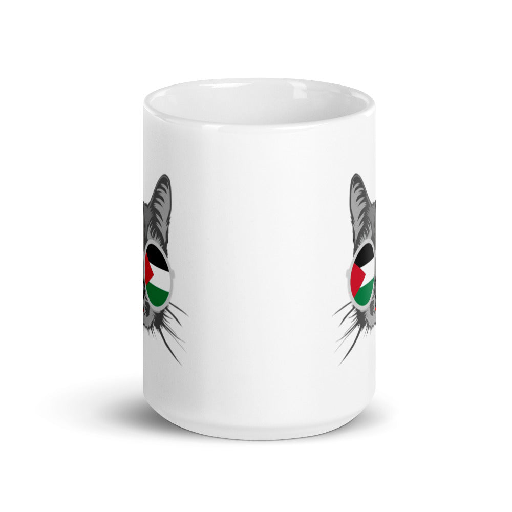 Palestine Cat White Arabic mug