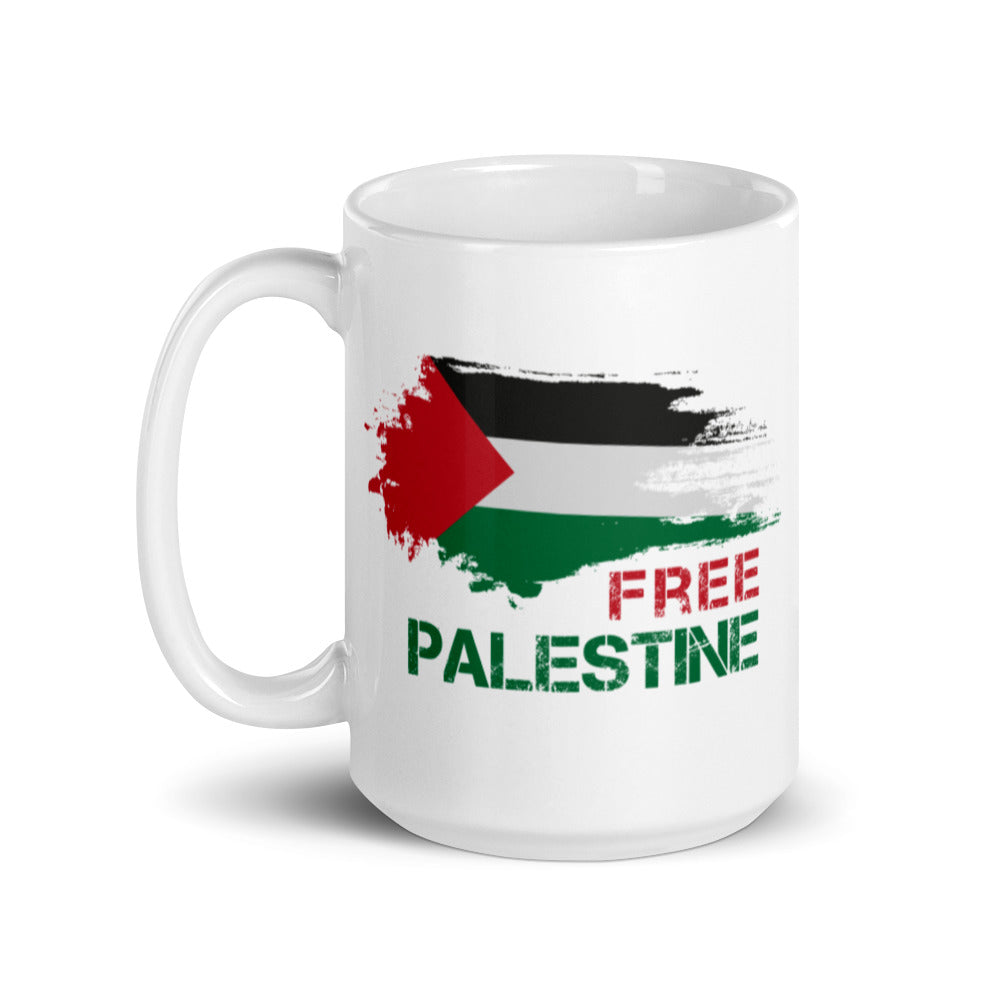 Free Palestine White Arabic Mug