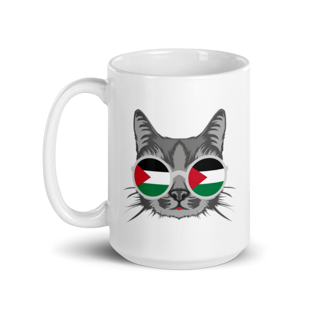 Palestine Cat White Arabic mug