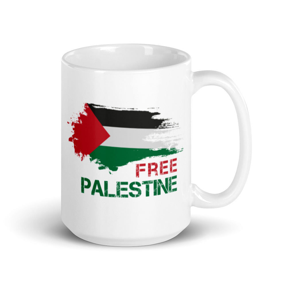 Free Palestine White Arabic Mug