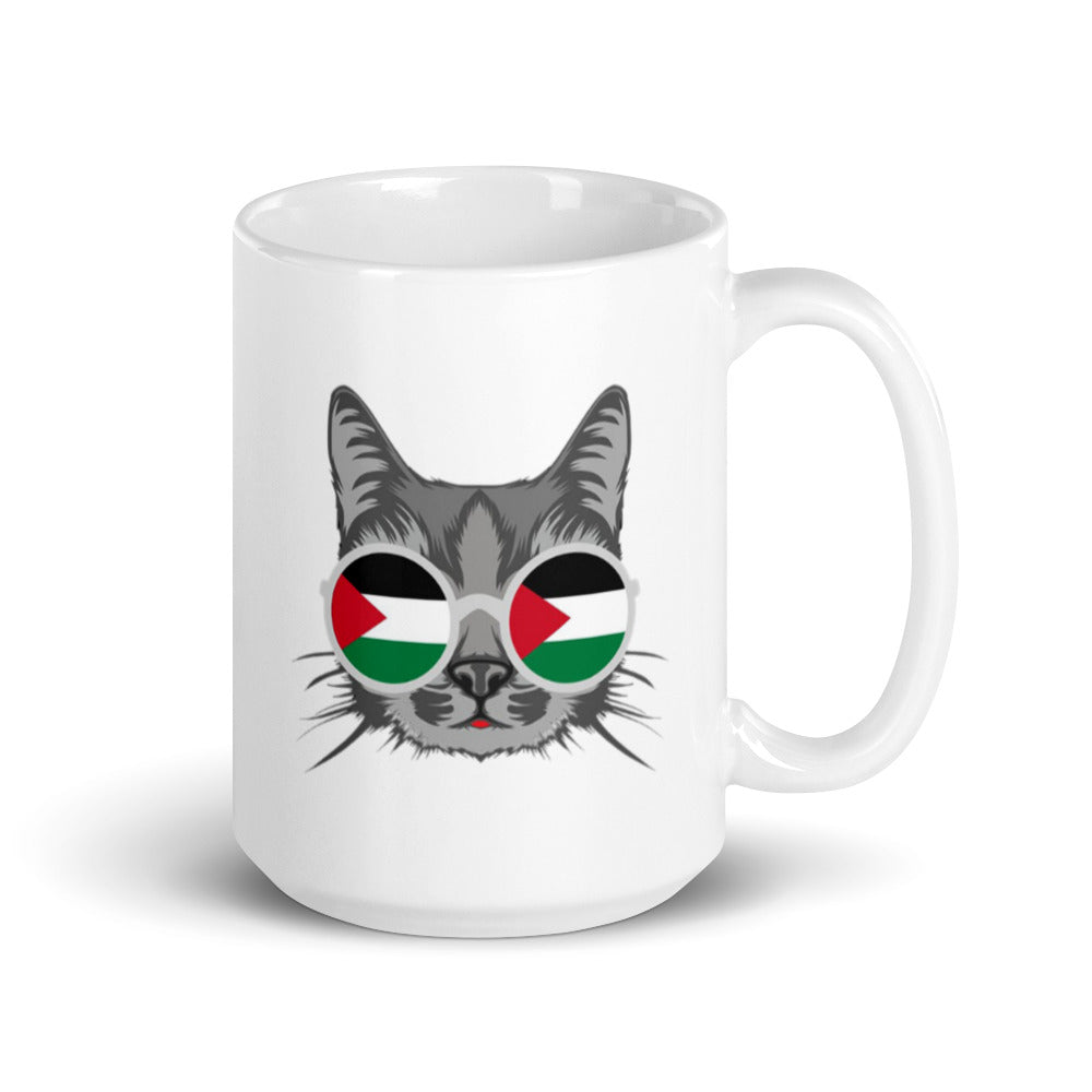 Palestine Cat White Arabic mug