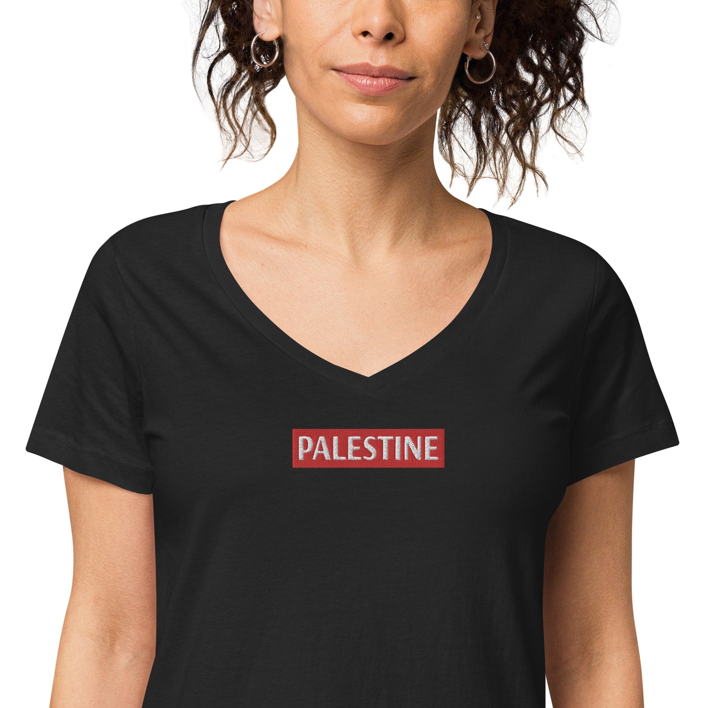 Embroidered Palestine Women’s fitted v-neck t-shirt